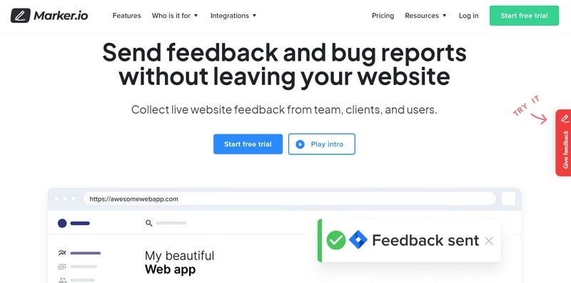 website feedback software - marker.io