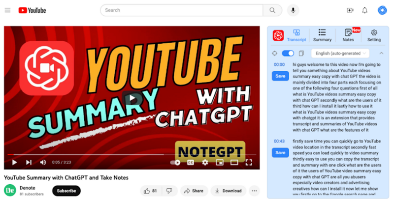 summarize youtube video ai